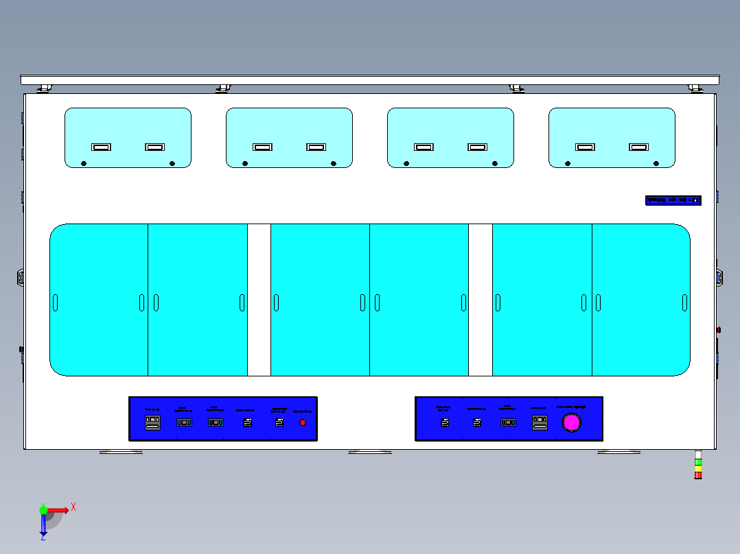 全自动湿法清洗机三维模型俯视图