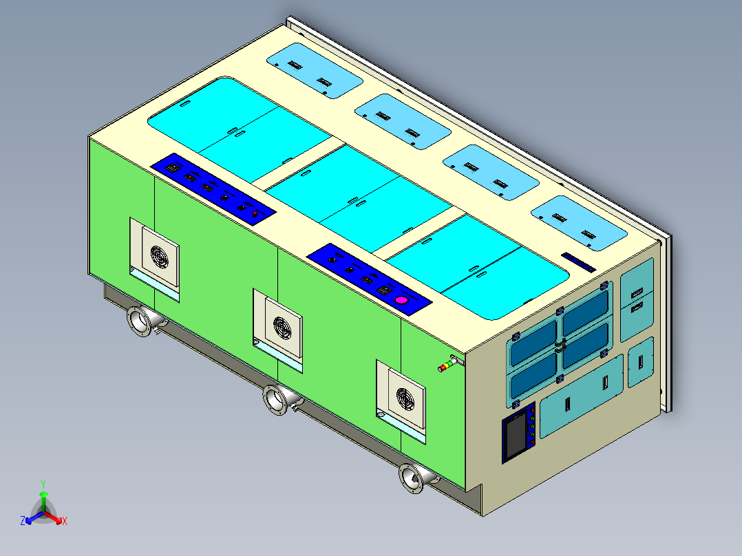 全自动湿法清洗机三维模型正等轴测图
