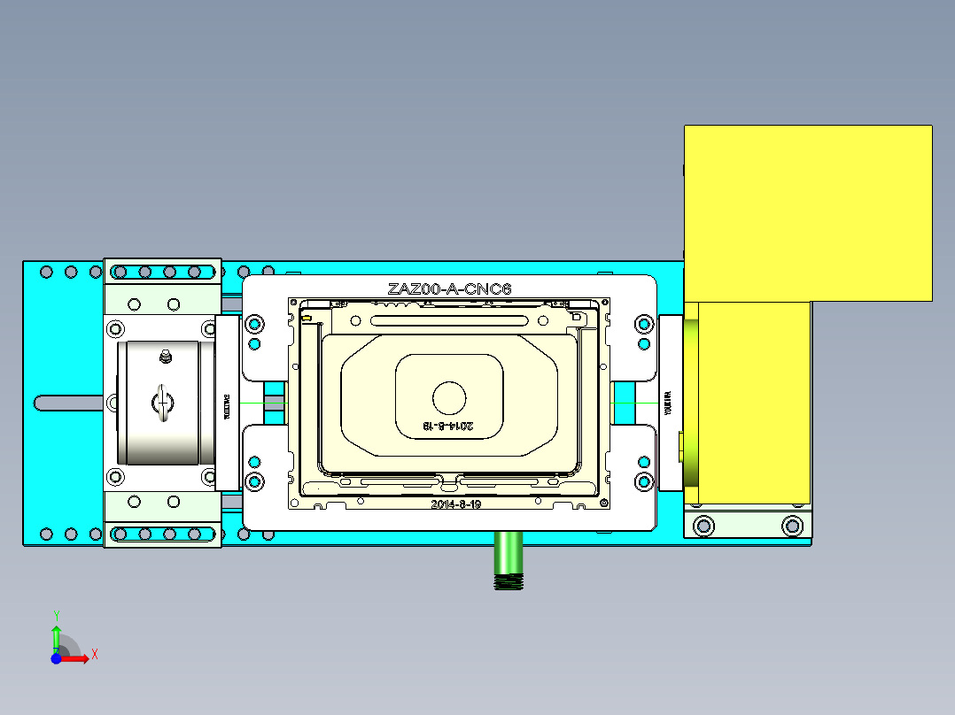 ZAZ00-A-笔记本CNC工装夹具三维模型CNC6-1023前视图