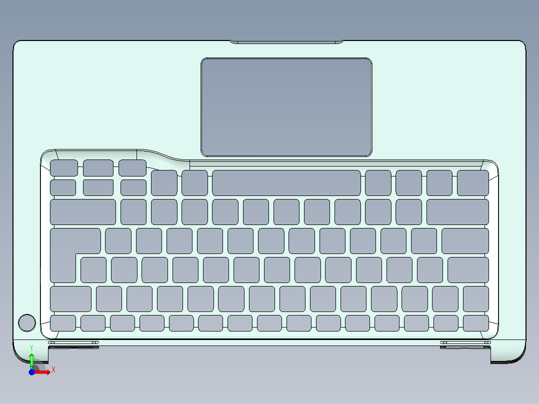 键盘外壳铣HINGE缺口UG编程程序模型前视图