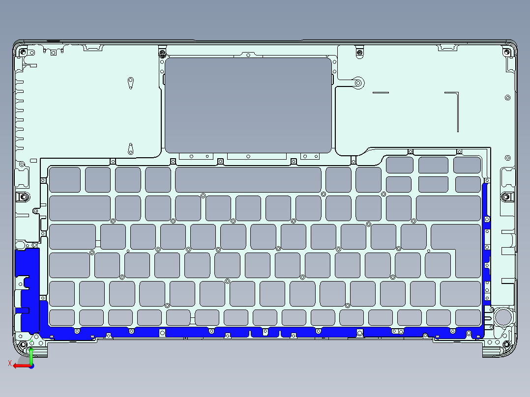 键盘外壳铣HINGE缺口UG编程程序模型后视图