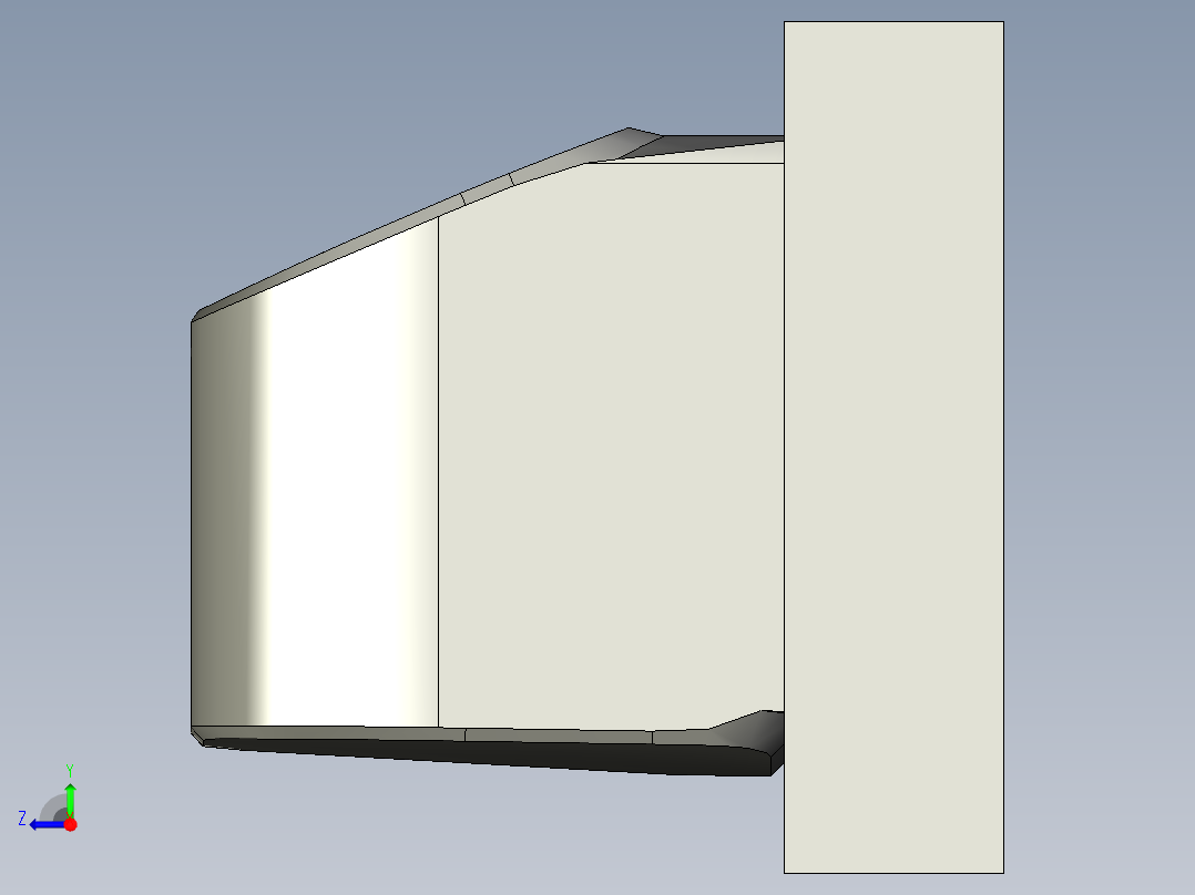 长条铝制工件铣多角度结构编程模型右视图