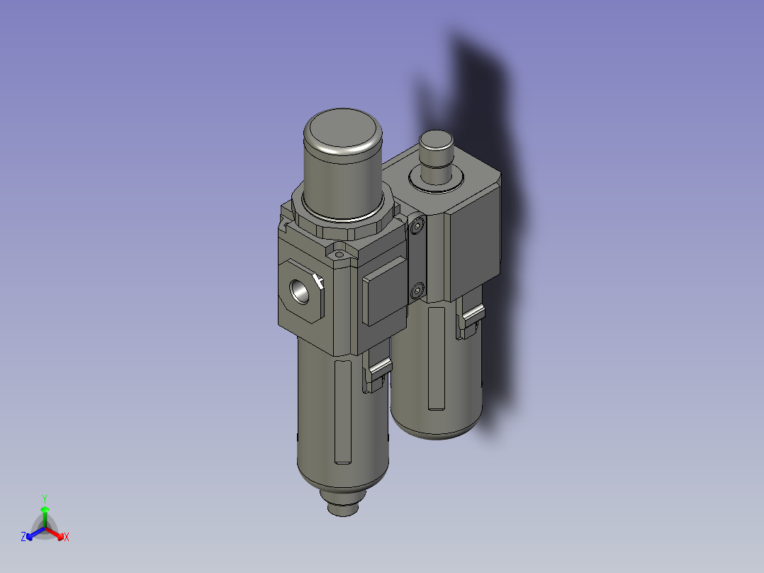 亚德客-两联件GAFN30008AS正等轴测图