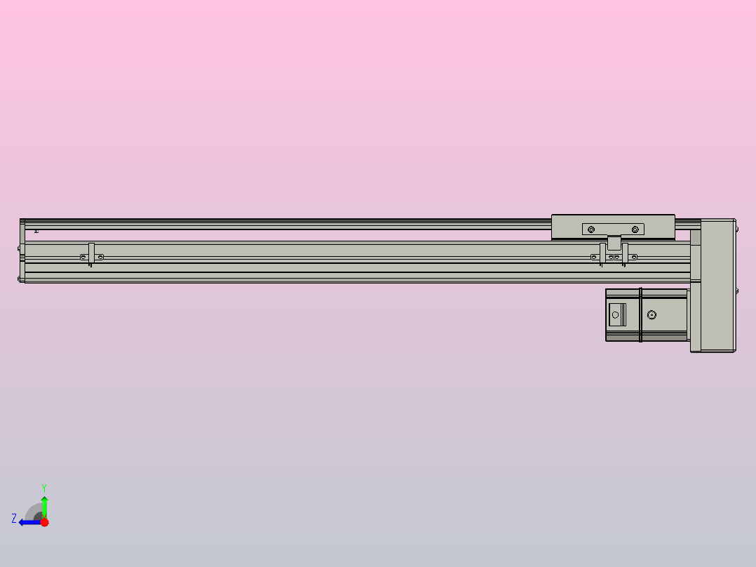 SYS14-550-BM-200W滚珠花健、支撑座、滚珠丝杠、交叉导轨、直线模组.STEP右视图