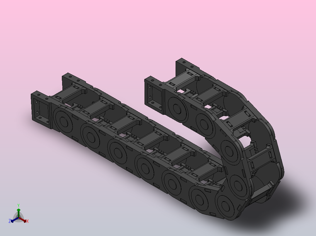 弯曲半径100内高45两侧打开型桥式拖链[DMD45BD-30-75-100R-10-A-8-V-8]主视图