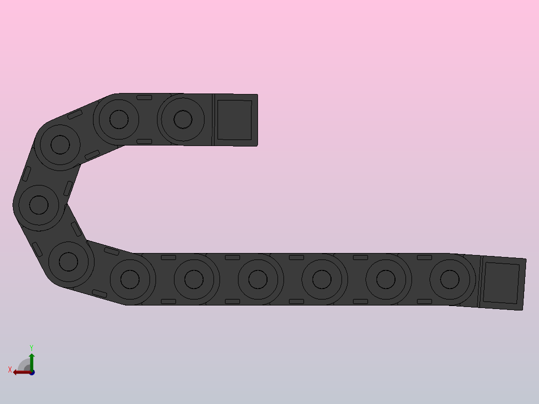 弯曲半径100内高45两侧打开型桥式拖链[DMD45BD-30-75-100R-10-A-8-V-8]后视图