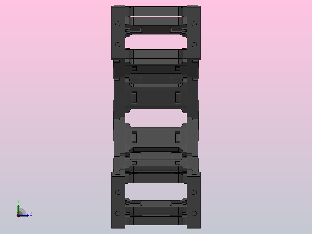 弯曲半径100内高45两侧打开型桥式拖链[DMD45BD-30-75-100R-10-A-8-V-8]左视图
