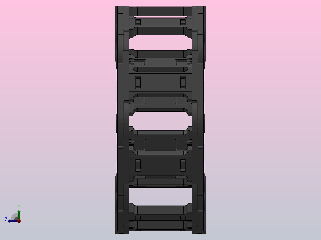 弯曲半径100内高45两侧打开型桥式拖链[DMD45BD-30-75-100R-10-A-8-V-8]右视图