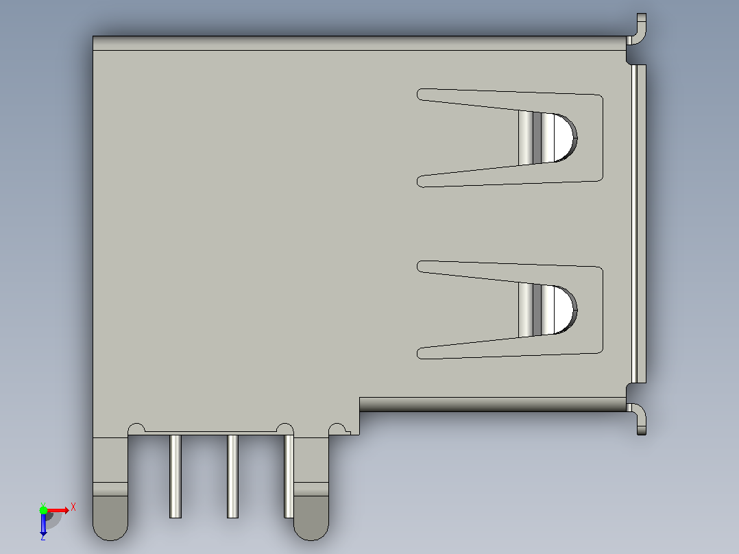 USB A 连接器俯视图