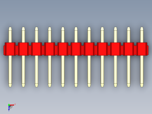 彩色公头100mil（2.54mm）系列-DS1021_red_1x11p_100mil_Type1_rev1.0俯视缩略图