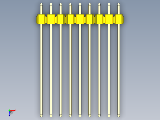 彩色公头100mil（2.54mm）系列-DS1021_yellow_3x09p_100mil_Type43_rev1.0俯视缩略图
