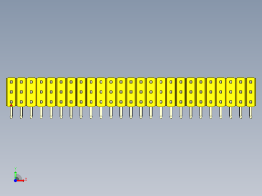 彩色公排针 100mil 2.54mm 系列-DS1022_yellow_3x25p_100mil_TypeD_rev1.0前视缩略图