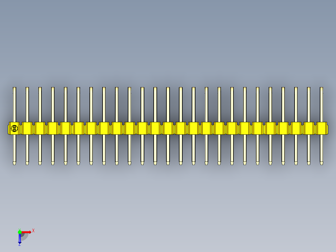 彩色公排针 100mil 2.54mm 系列-DS1022_yellow_3x25p_100mil_TypeD_rev1.0俯视图