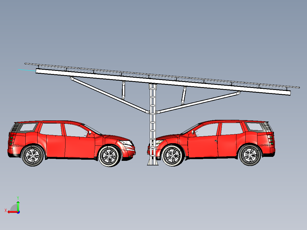 带太阳能模块的停车场结构--stp后视图