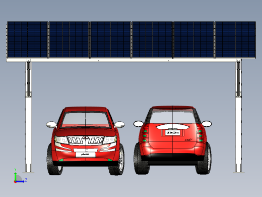 带太阳能模块的停车场结构--stp左视缩略图