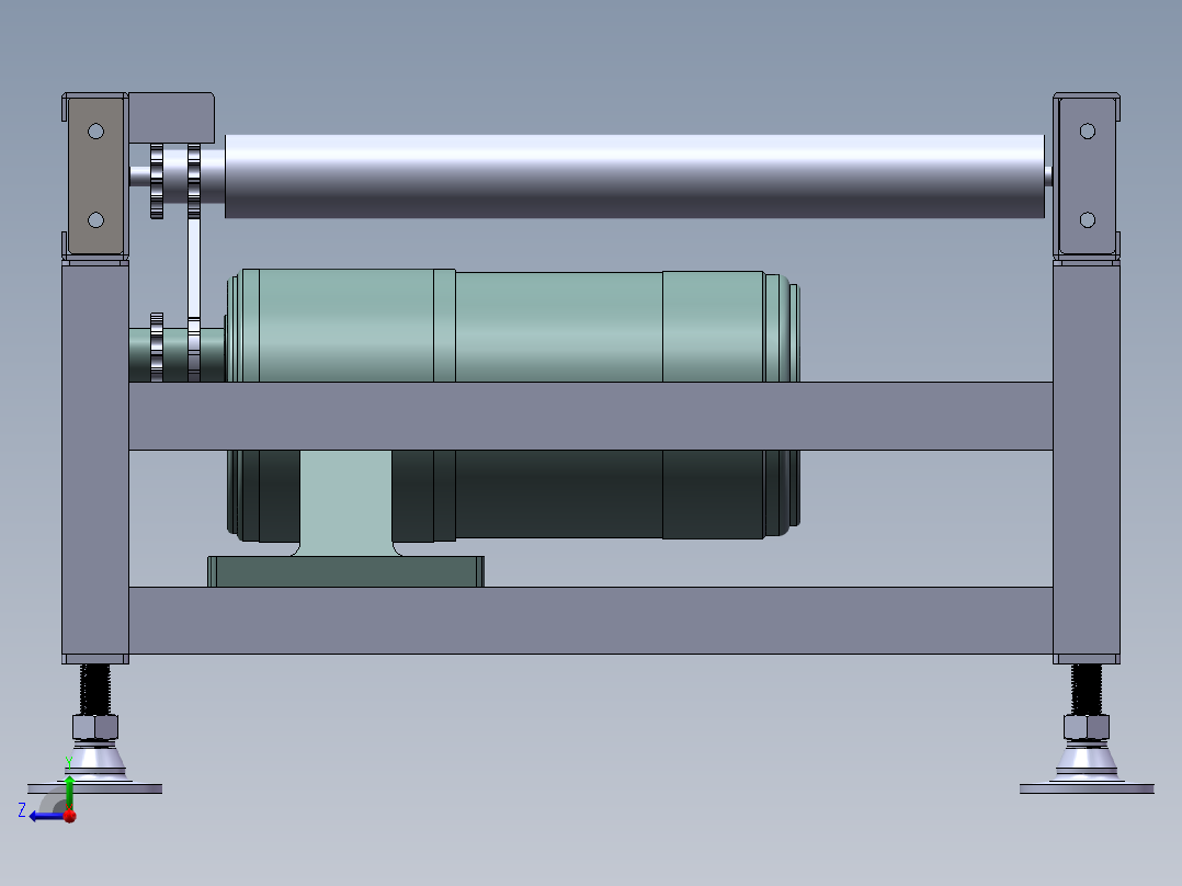 滚筒输送机三维SW模型右视图