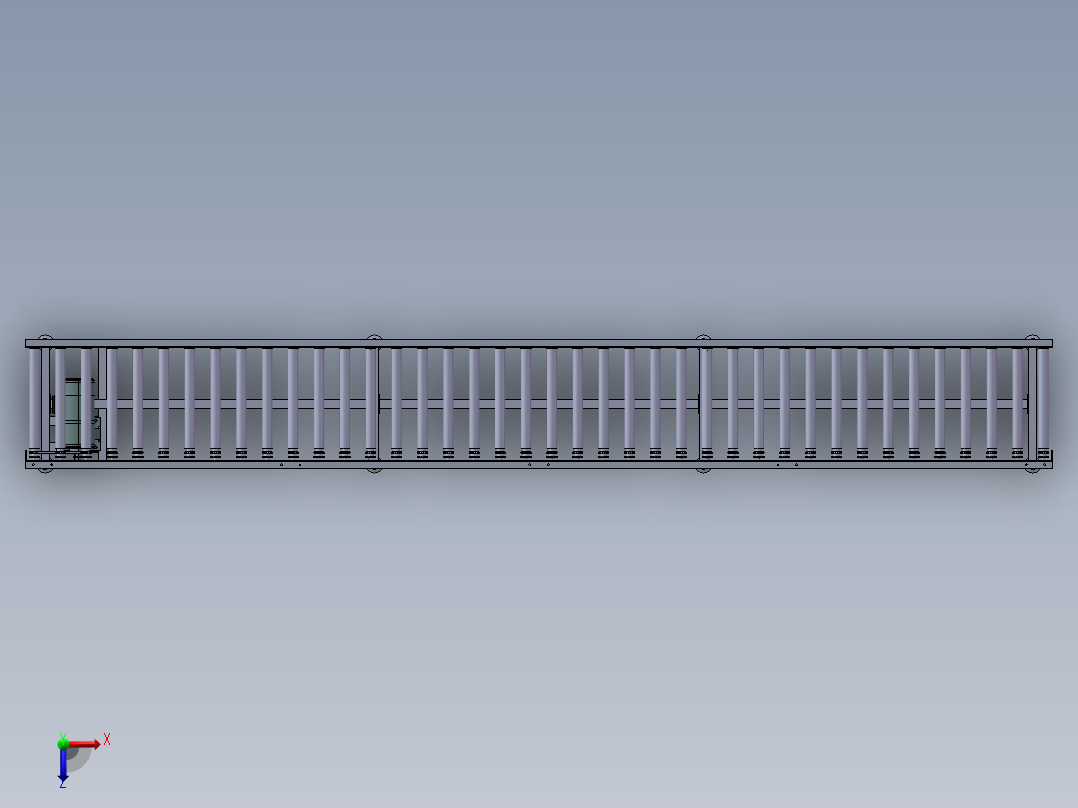 滚筒输送机三维SW模型俯视图
