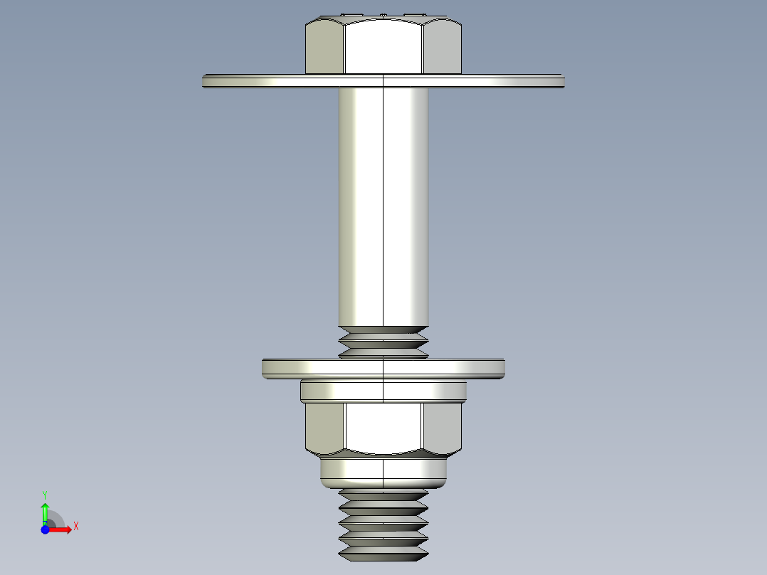紧固件-IGES 0.3750 Bolt Hex前视图