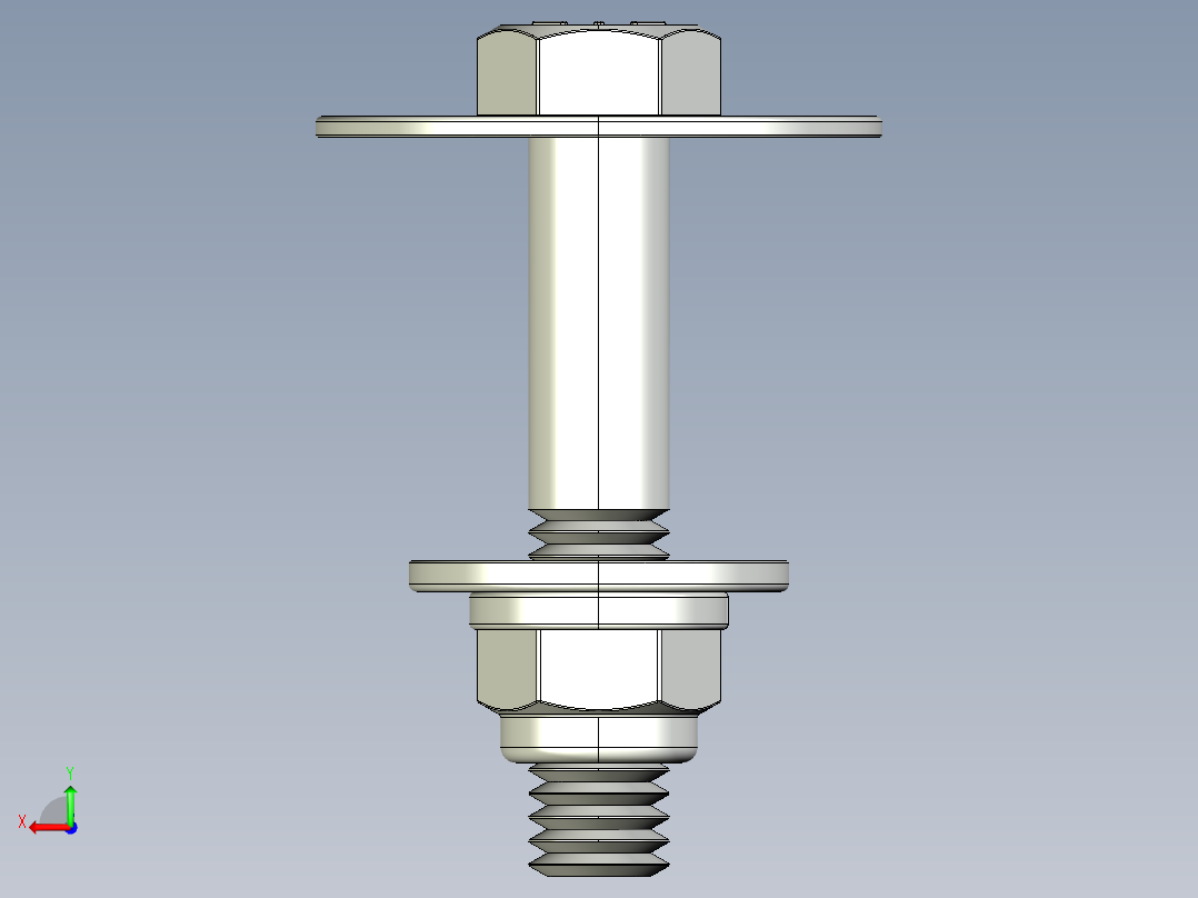 紧固件-IGES 0.3750 Bolt Hex后视图