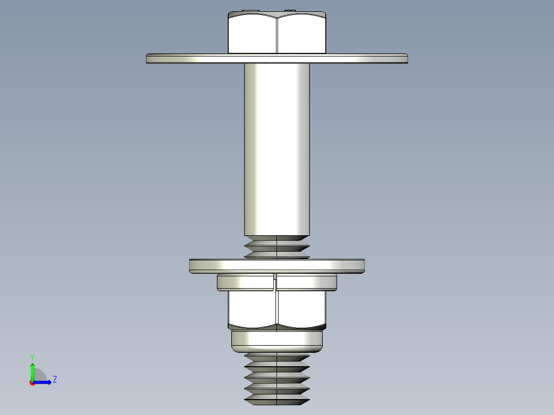 紧固件-IGES 0.3750 Bolt Hex左视图