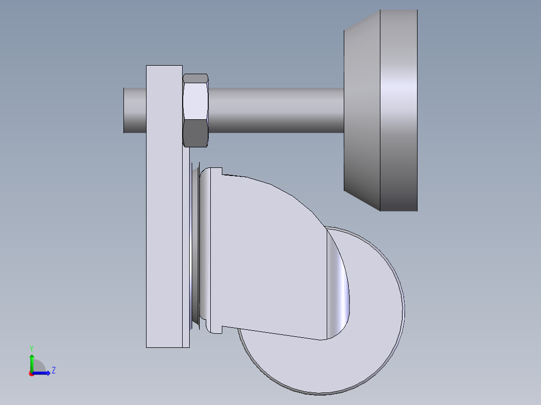脚轮脚柱组合左视图