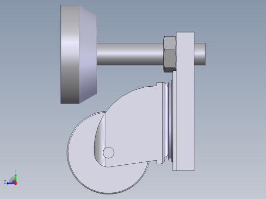 脚轮脚柱组合右视缩略图