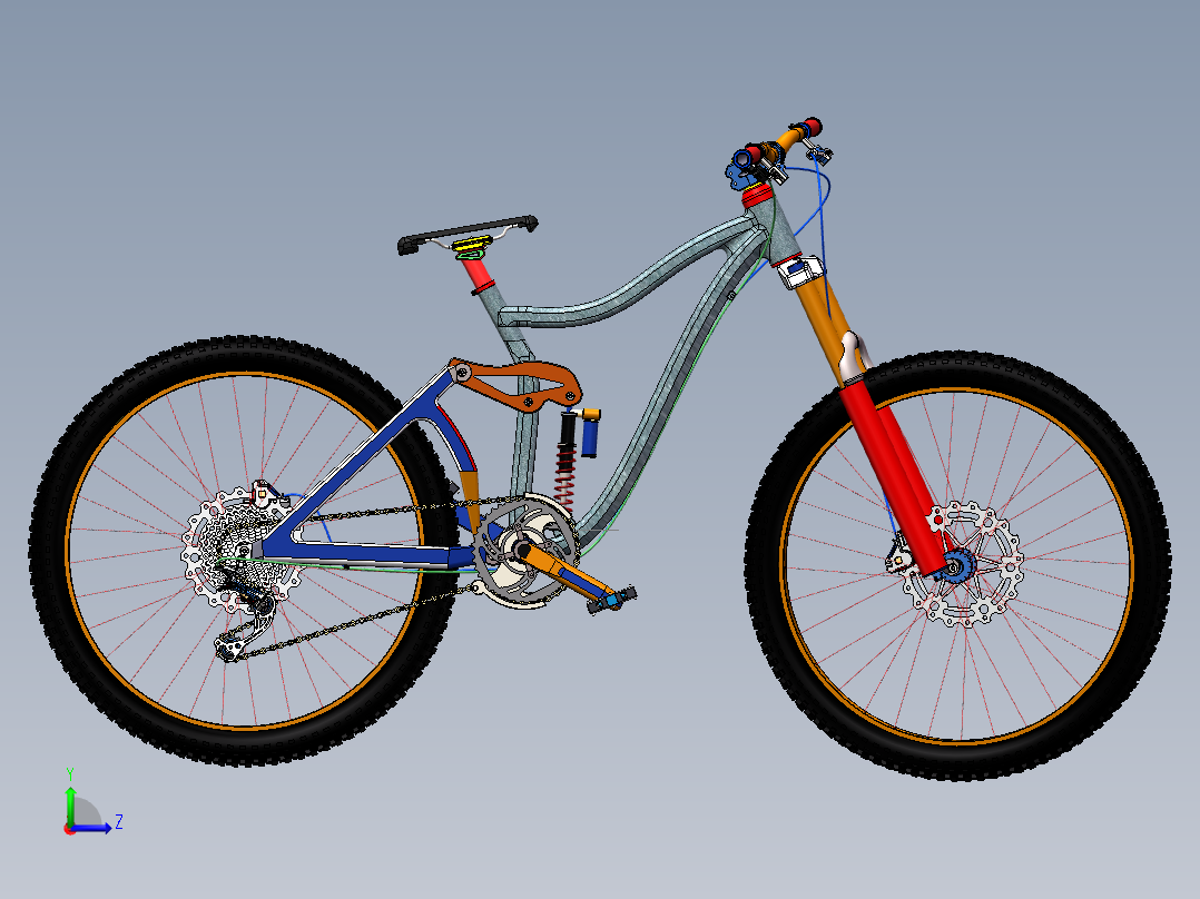 变速自行车三维模型左视图