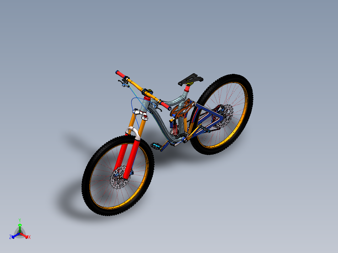 变速自行车三维模型正等轴测图