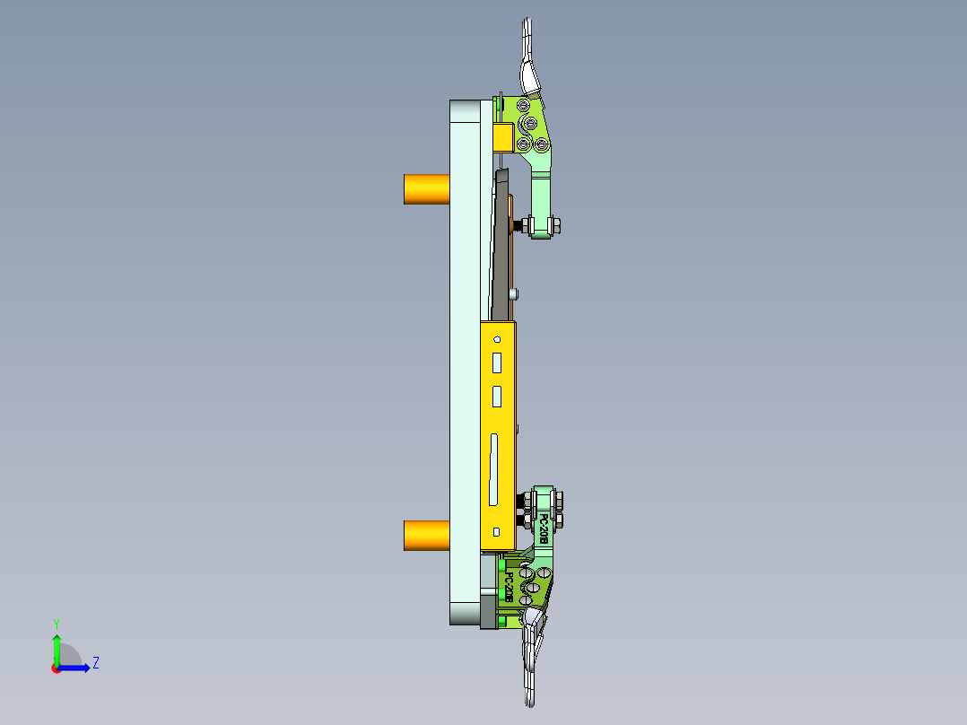 电脑金属中框测四周侧孔检具模型左视图