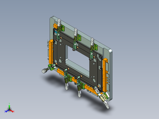 电脑金属中框测四周侧孔检具模型正等轴测缩略图