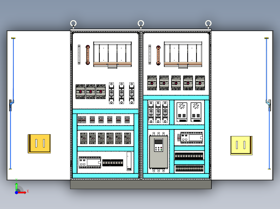 双柜组装刀开关接触器软启动plc控制柜 56306前视图