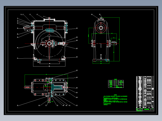 一级涡轮蜗杆减速器CAD