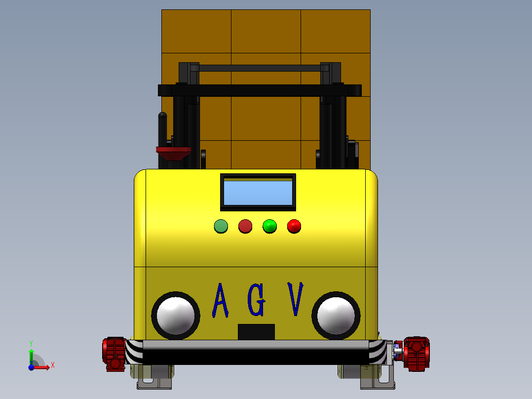 AGV货叉搬运输送线前视图