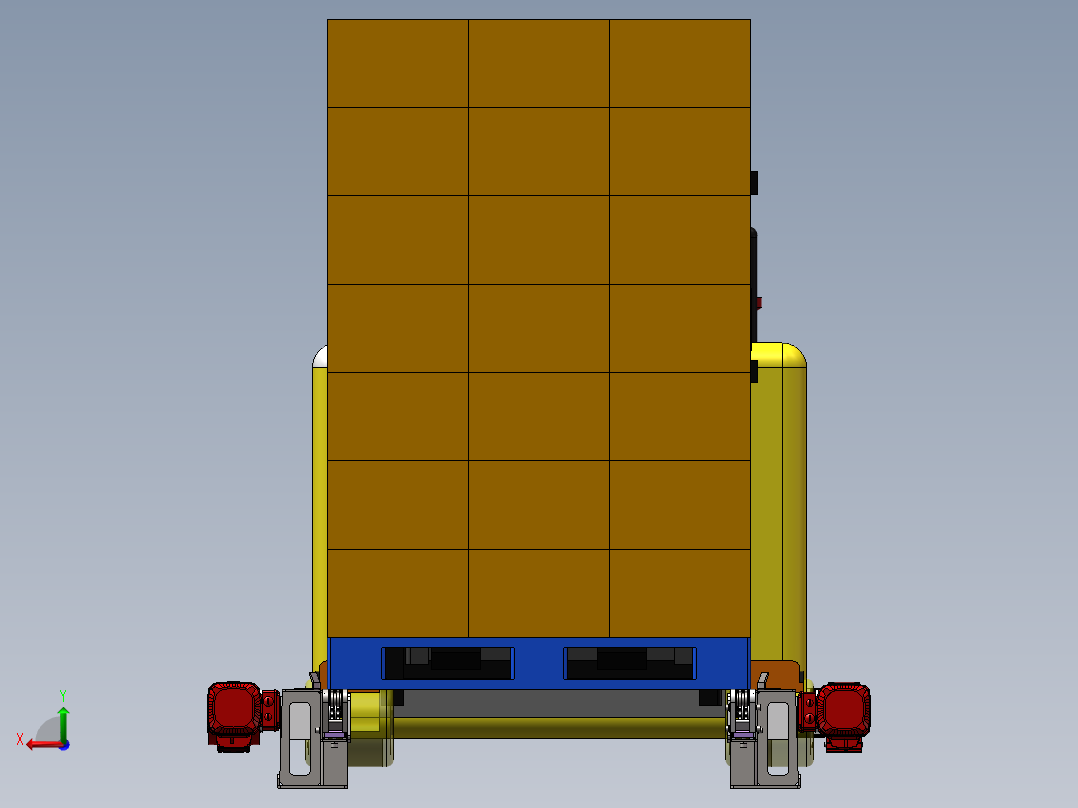 AGV货叉搬运输送线后视图
