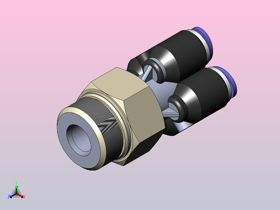 PXT-G Y型螺纹五通-G螺纹_PXT06-G04正等轴测图