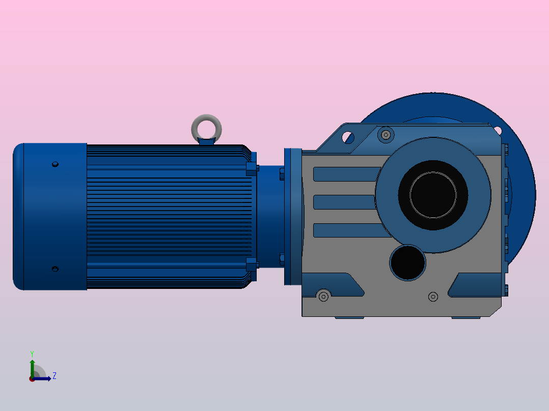 KAF77轴输入的螺旋锥齿轮减速机KAF77-YB2.2-4P-97.05-M1-0°-A左视图