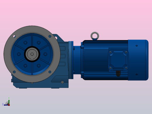 KAF77轴输入的螺旋锥齿轮减速机KAF77-YB2.2-4P-97.05-M1-0°-A右视缩略图