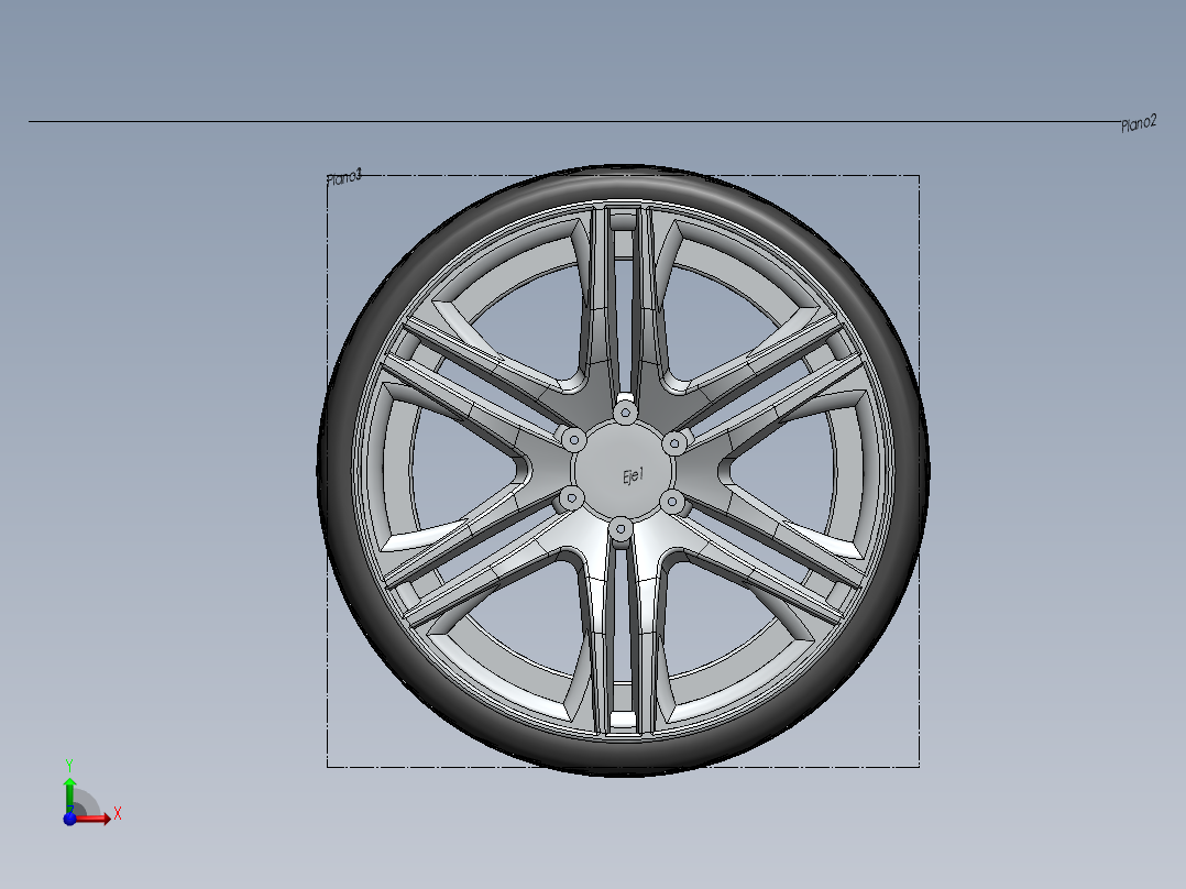 solidworks 汽车轮胎钢圈前视图