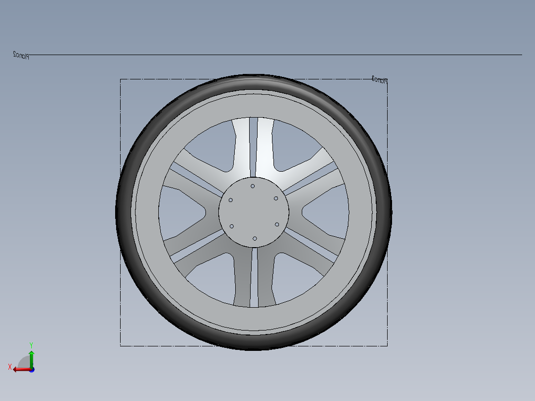 solidworks 汽车轮胎钢圈后视图