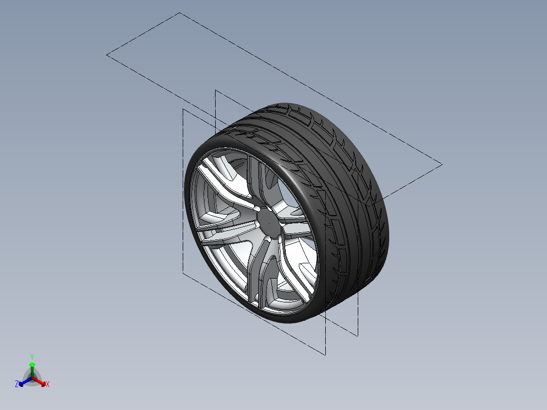 solidworks 汽车轮胎钢圈正等轴测图