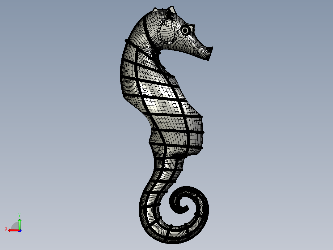 海洋动物海马后视图