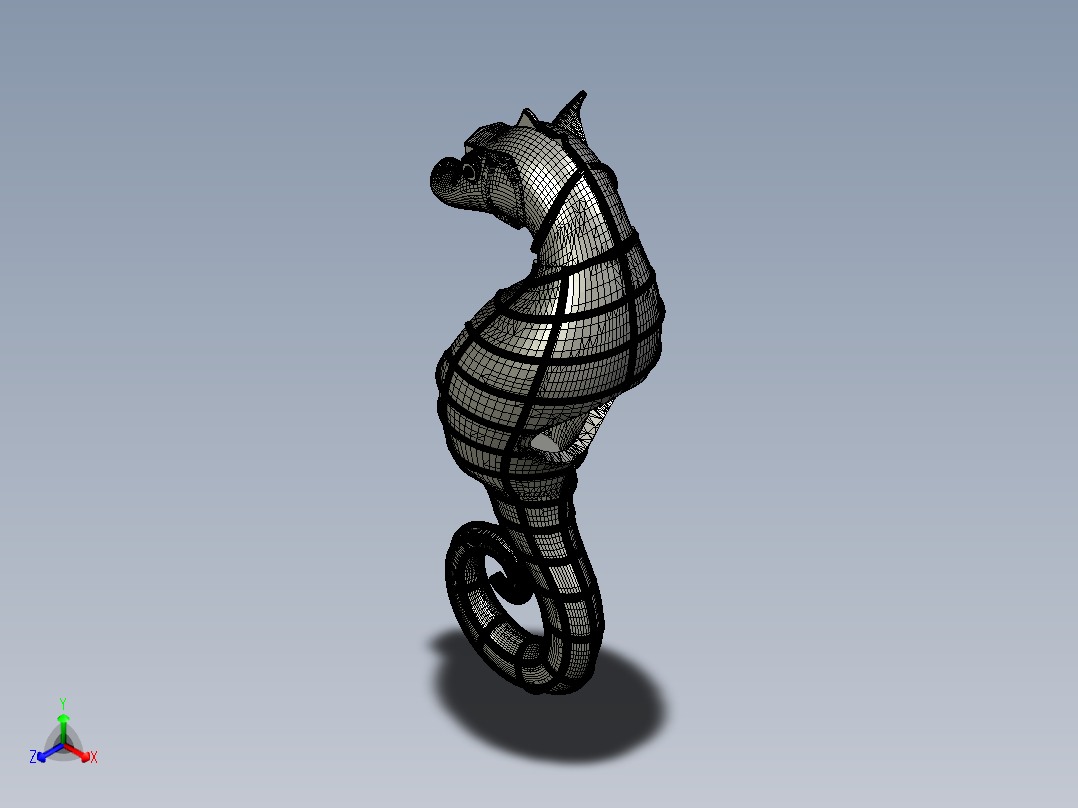 海洋动物海马正等轴测图