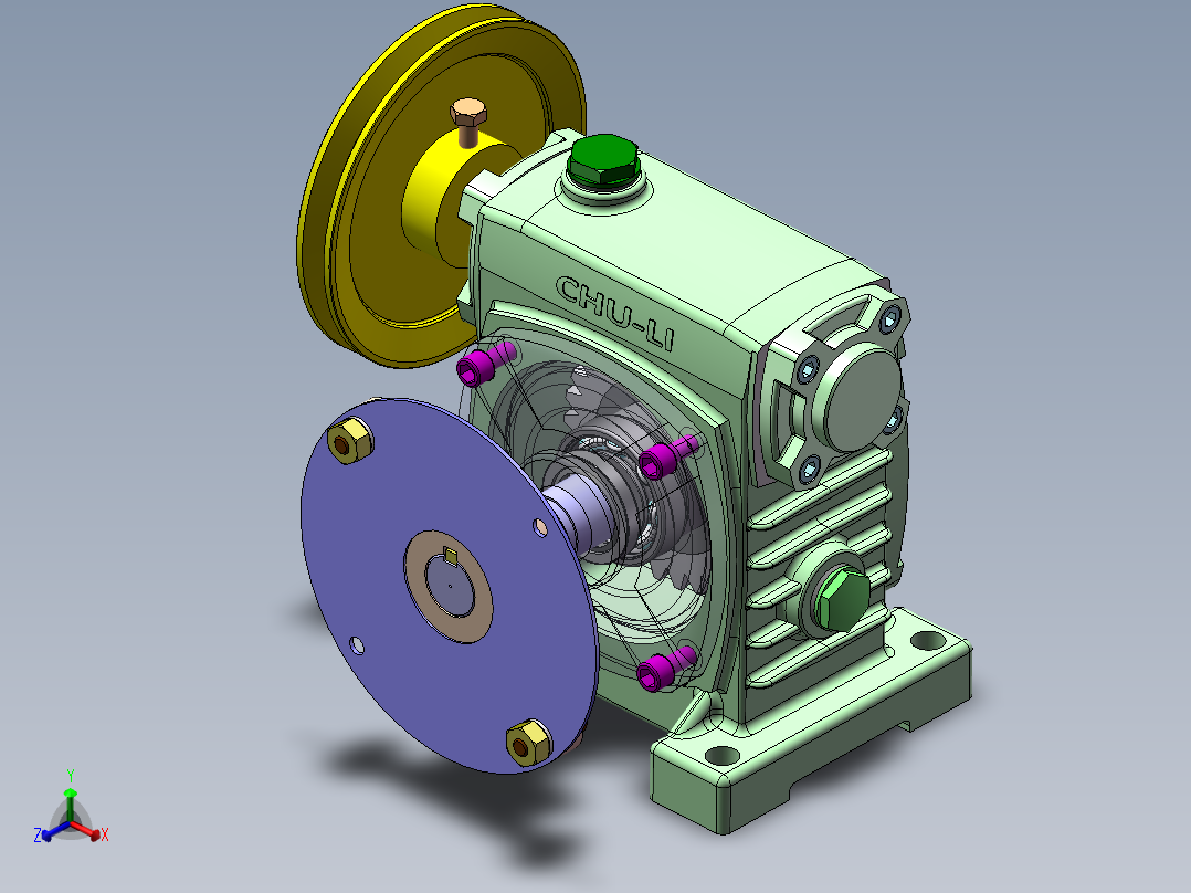 蜗轮蜗杆减速器3D模型 Solidworks设计