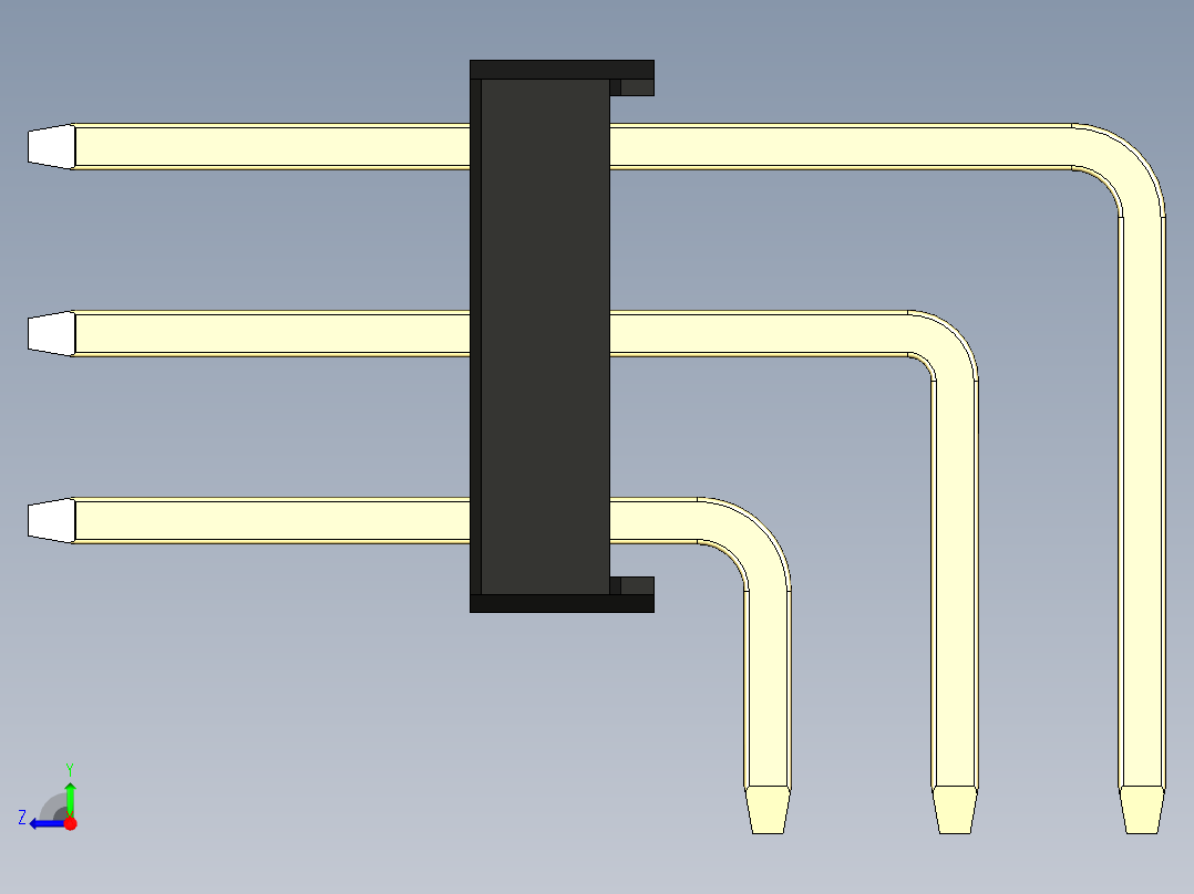 彩色公排针 100mil 2.54mm 系列-DS1022_black_3x32p_100mil_TypeD_rev1.0右视图