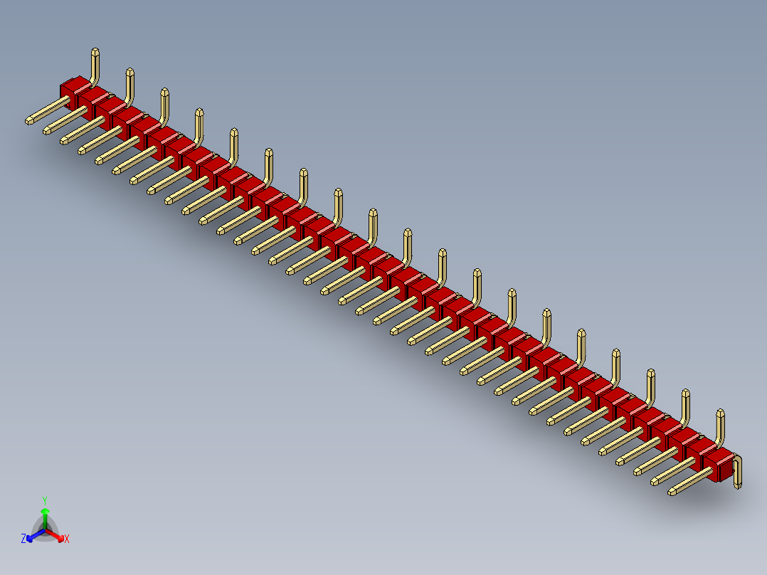 彩色公排针 100mil 2.54mm 系列-DS1022_red_38p_100mil_Type_SMT_R1_rev1.0主视图