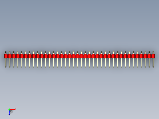 彩色公排针 100mil 2.54mm 系列-DS1022_red_38p_100mil_Type_SMT_R1_rev1.0俯视缩略图