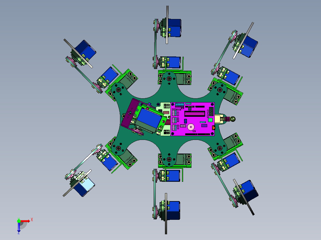 科学实验diy拼装蜘蛛机俯视图