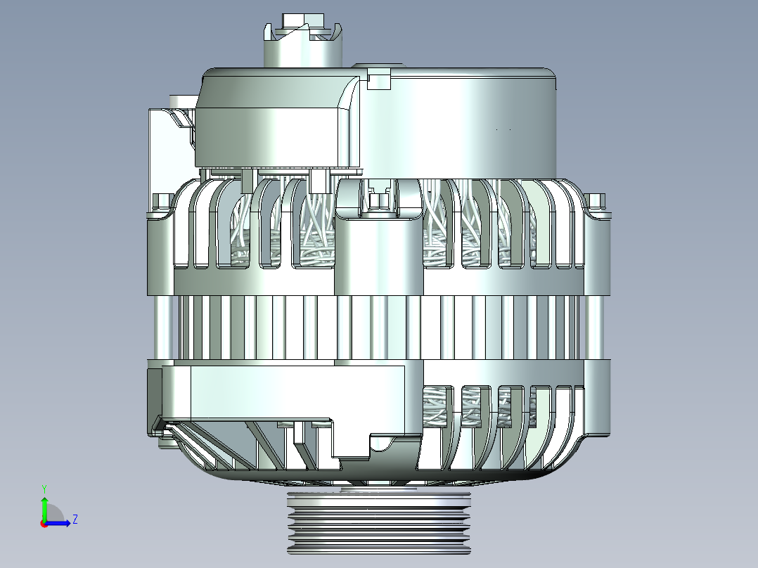 Delphi发电机模型3D图纸 STP格式左视图