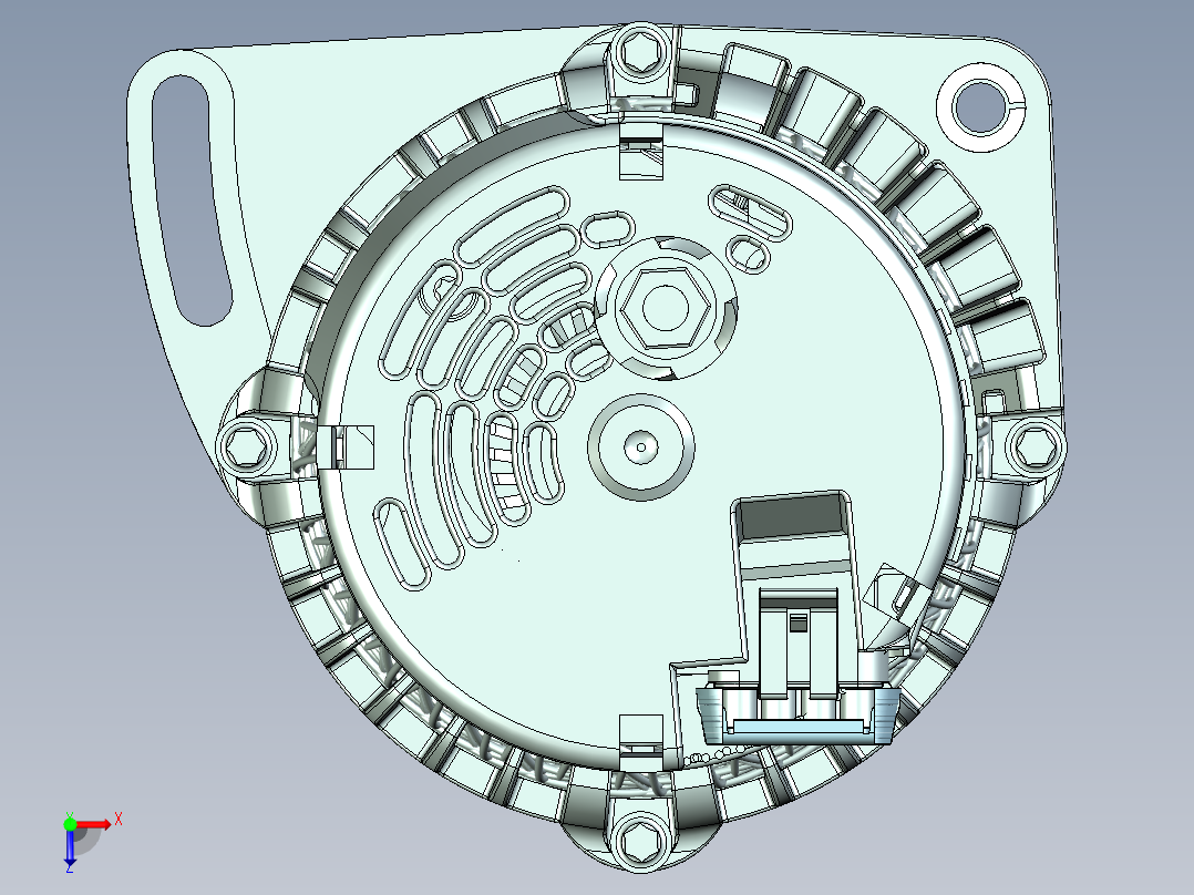 Delphi发电机模型3D图纸 STP格式俯视图