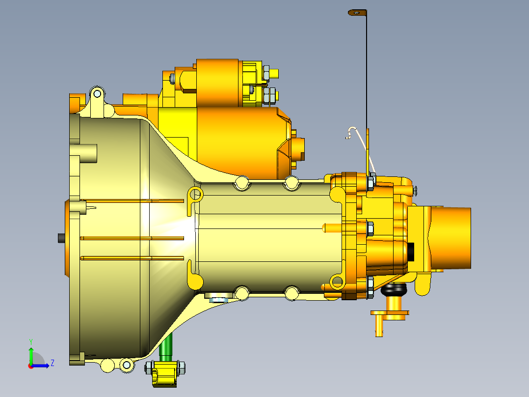 双排座车用变速箱 无内部细节左视图